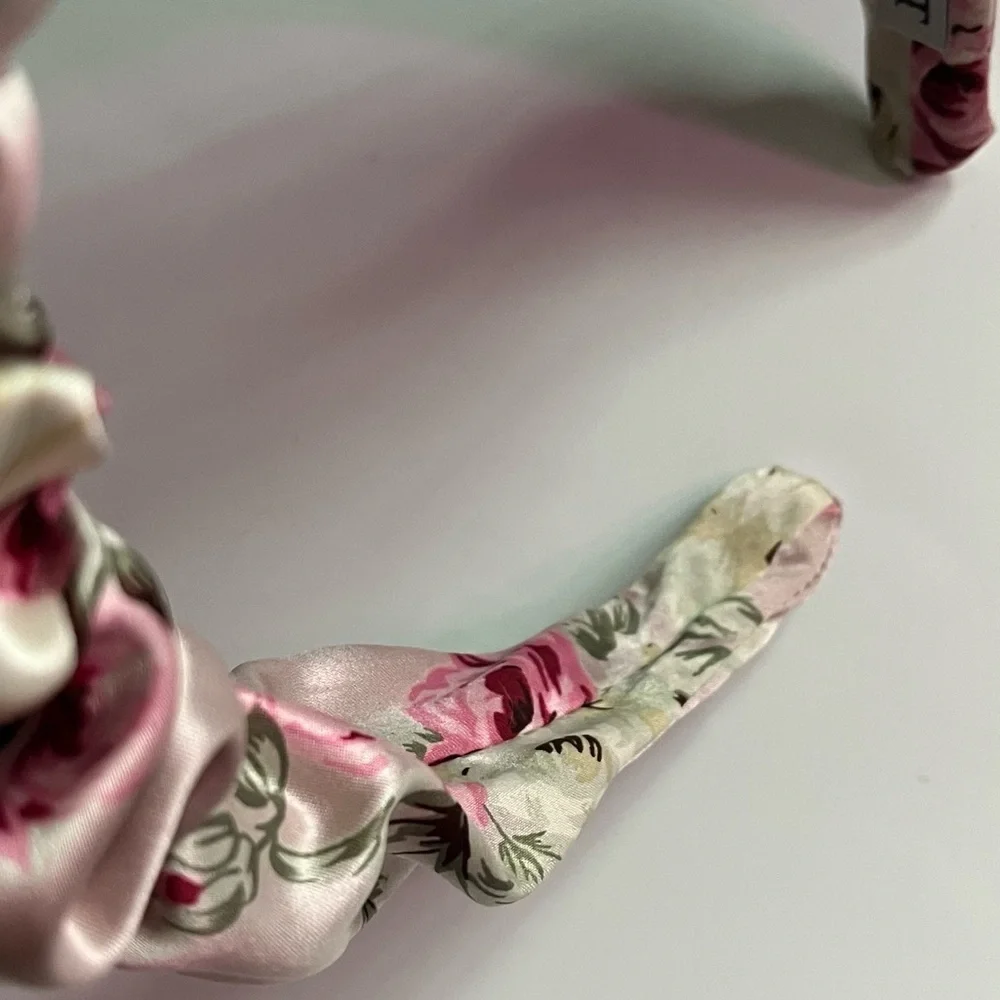 Fly By Night • Satin Floral Pink Cream Headband